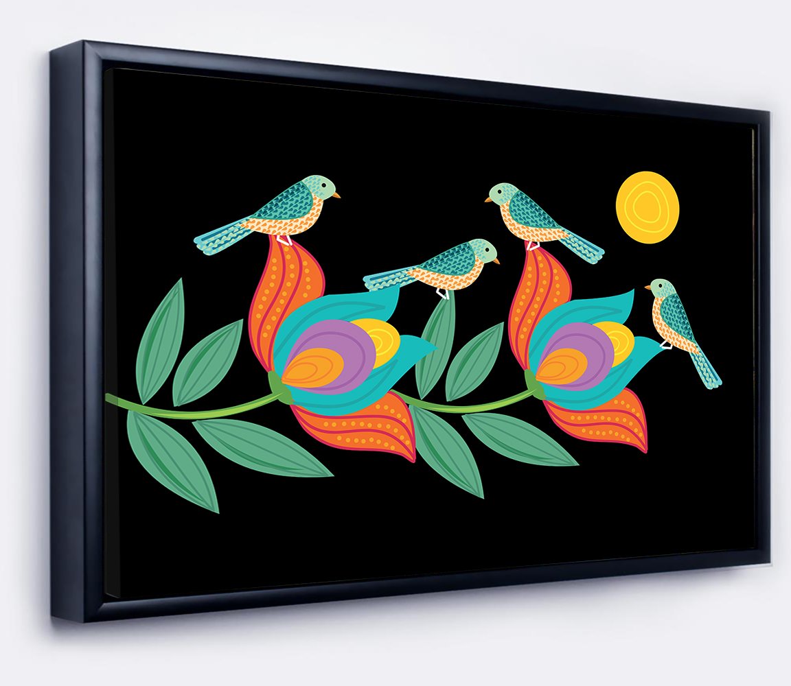 Canvas Wall Art,PAINTINGS,Colorful Birds & Flowers Premium Canvas Wall Painting 